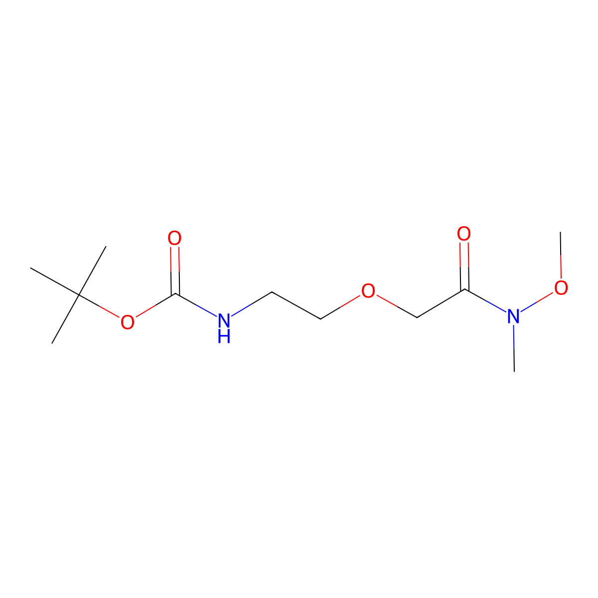 Tert-butyl (2-(2-(methoxy(methyl)amino)-2-oxoethoxy)ethyl)carbamate molecular structure, CAS 2918778-96-6