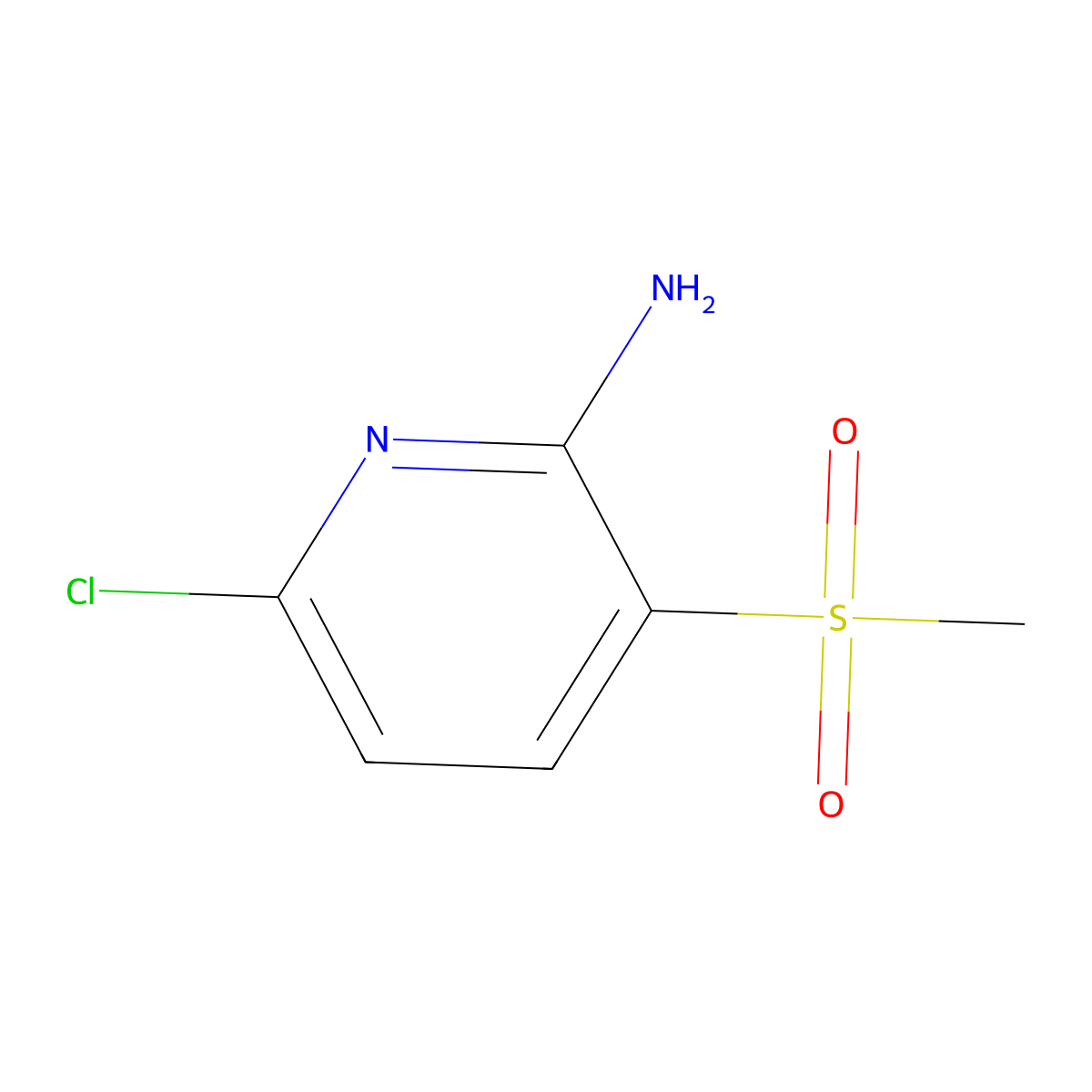 2-Amino-6-chloro-3-(methylsulfonyl)pyridine molecular structure, CAS 2918778-97-7