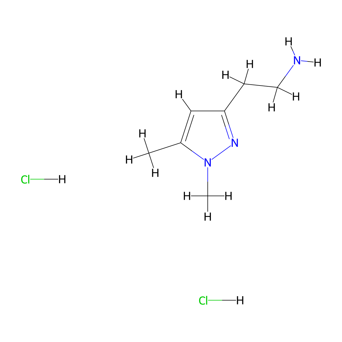2-(1,5-dimethyl-1H-pyrazol-3-yl)ethan-1-amine dihydrochloride molecular structure, CAS 2918779-01-6