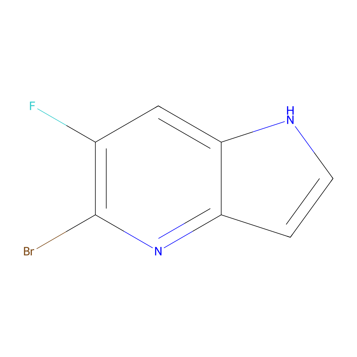 5-bromo-6-fluoro-1H-pyrrolo(3,2-b)pyridine molecular structure, CAS 2918779-16-3