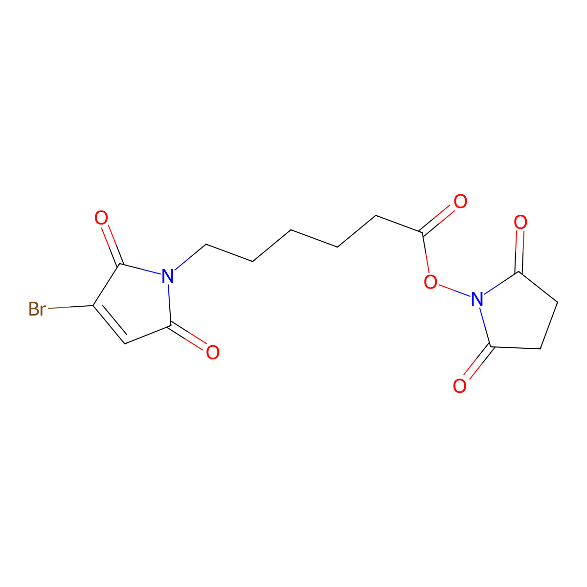 2,5-Dioxopyrrolidin-1-YL 6-(3-bromo-2,5-dioxo-2,5-dihydro-1H-pyrrol-1-YL)hexanoate molecular structure, CAS 2918779-19-6