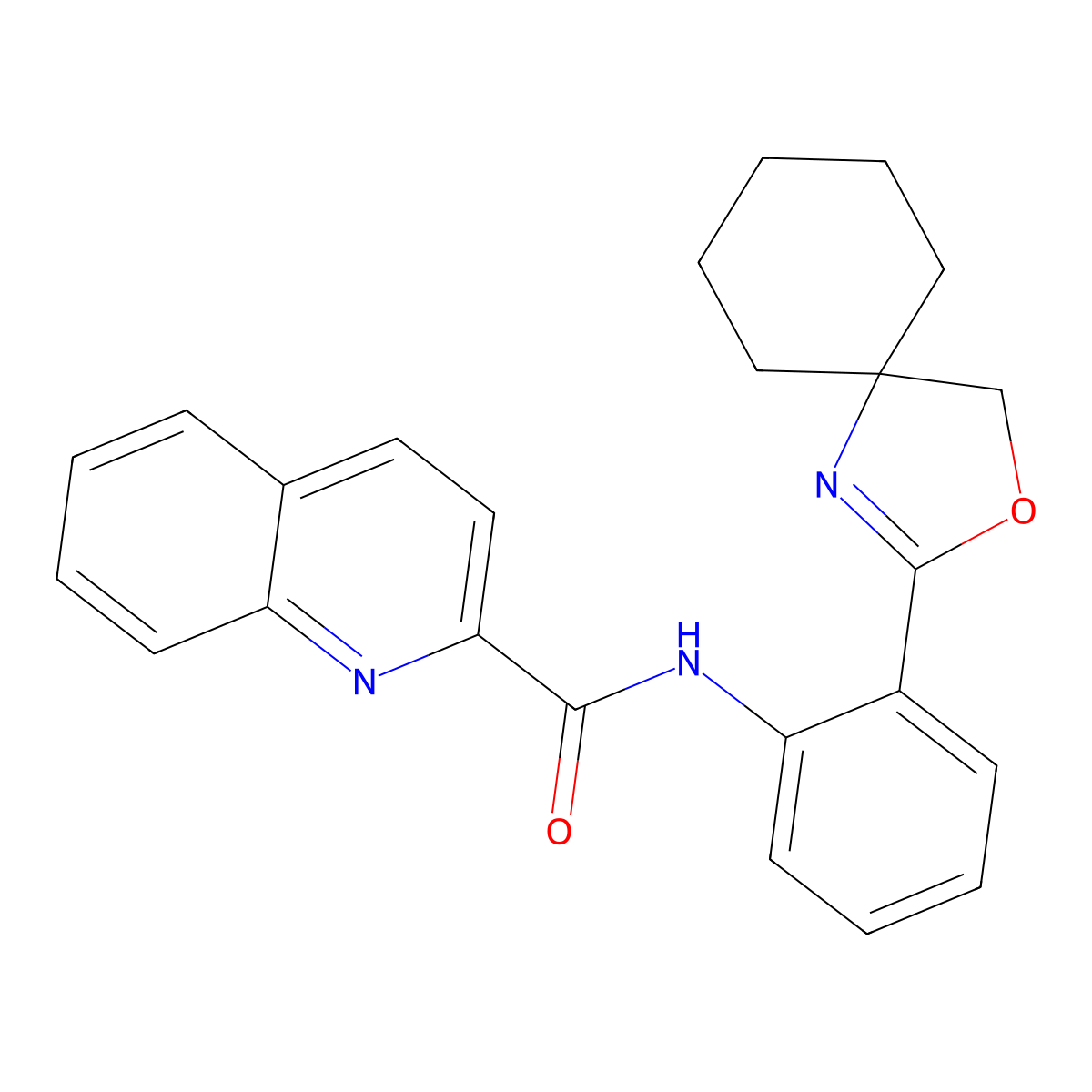 N-(2-(3-Oxa-1-azaspiro[4.5]dec-1-EN-2-YL)phenyl)quinoline-2-carboxamide molecular structure, CAS 2918779-25-4