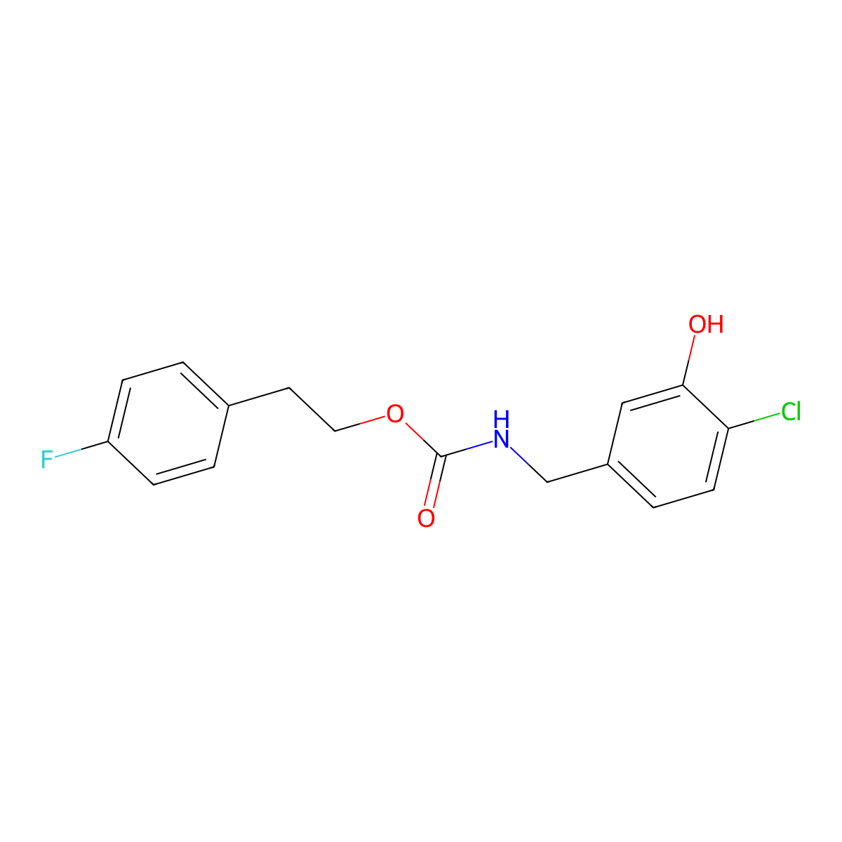 4-Fluorophenethyl 4-chloro-3-hydroxybenzylcarbamate molecular structure, CAS 2918779-81-2
