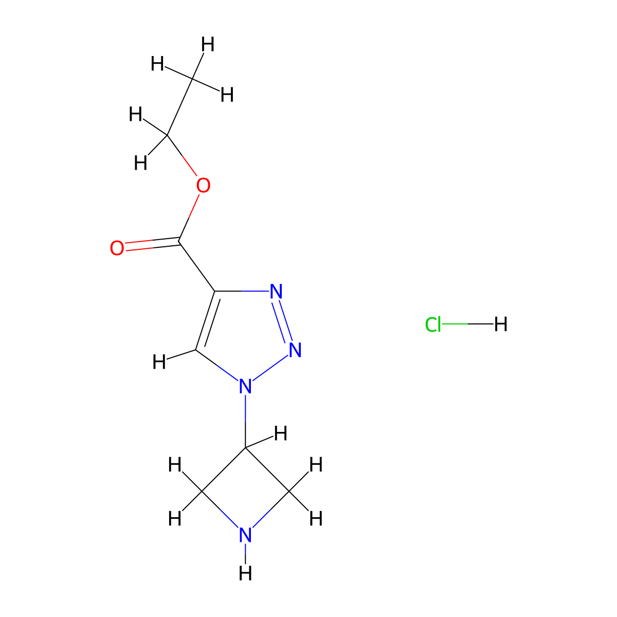 Ethyl 1-(azetidin-3-YL)-1H-1,2,3-triazole-4-carboxylate hydrochloride molecular structure, CAS 2918779-82-3