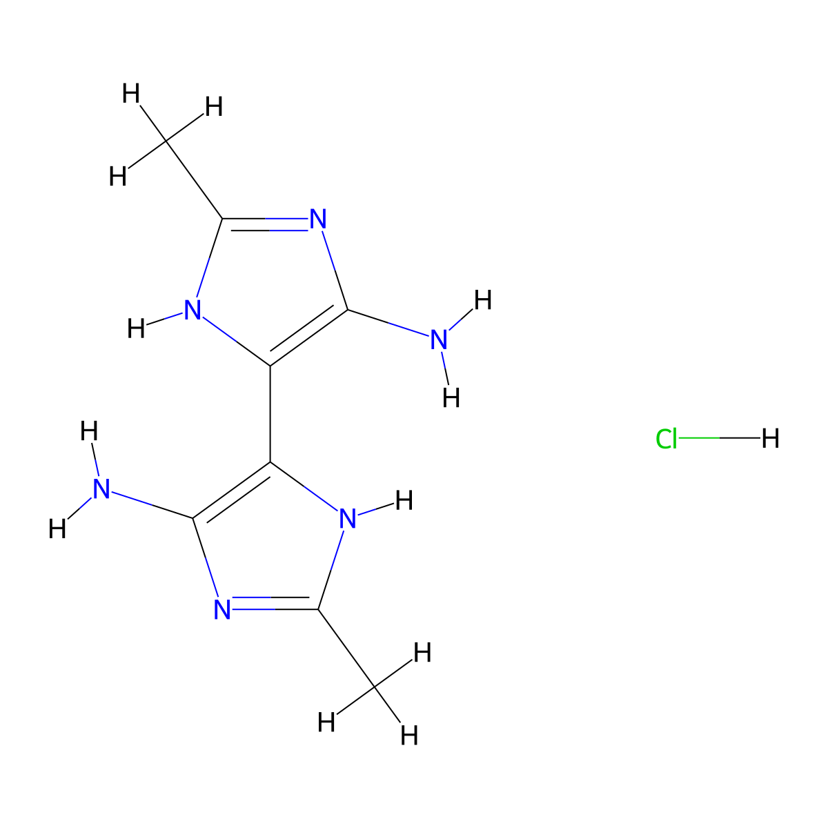 2,2'-Dimethyl-1H,1'H-[4,4'-biimidazole]-5,5'-diamine hydrochloride molecular structure, CAS 2918779-84-5