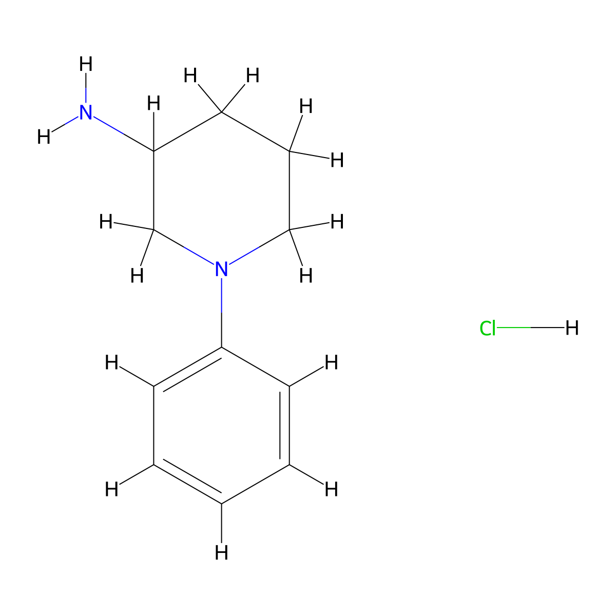 1-Phenylpiperidin-3-amine hydrochloride molecular structure, CAS 2918779-94-7