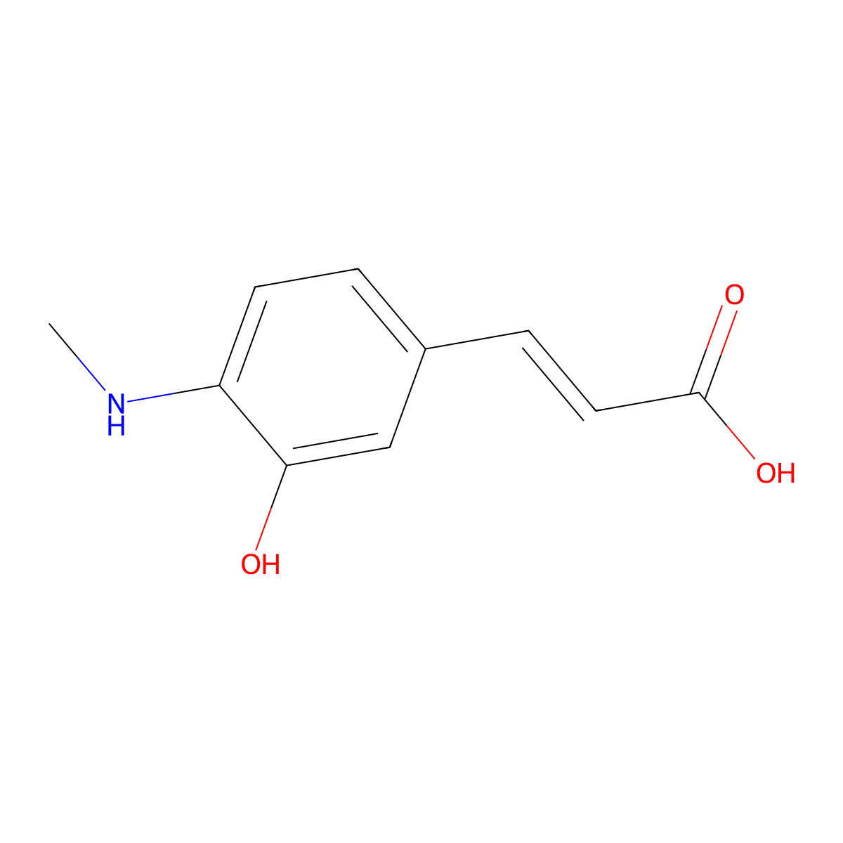 3-(3-Hydroxy-4-(methylamino)phenyl)acrylic acid molecular structure, CAS 2918780-14-8