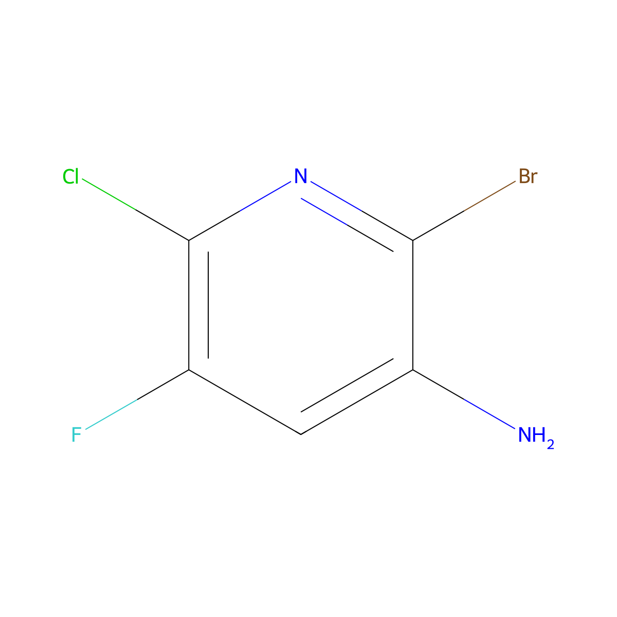 2-Bromo-6-chloro-5-fluoropyridin-3-amine molecular structure, CAS 2918815-52-6