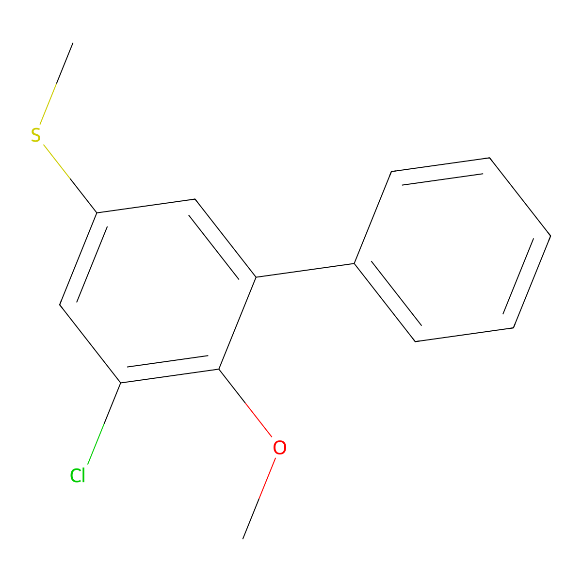 (5-Chloro-6-methoxy-[1,1'-biphenyl]-3-yl)(methyl)sulfane molecular structure, CAS 2918827-28-6