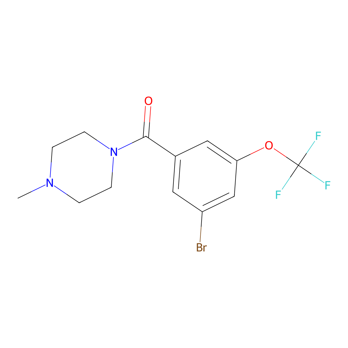 (3-Bromo-5-(trifluoromethoxy)phenyl)(4-methylpiperazin-1-yl)methanone molecular structure, CAS 2918827-70-8