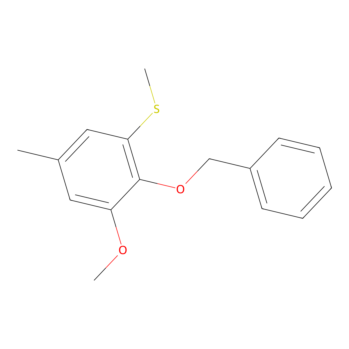 (2-(Benzyloxy)-3-methoxy-5-methylphenyl)(methyl)sulfane molecular structure, CAS 2918827-78-6