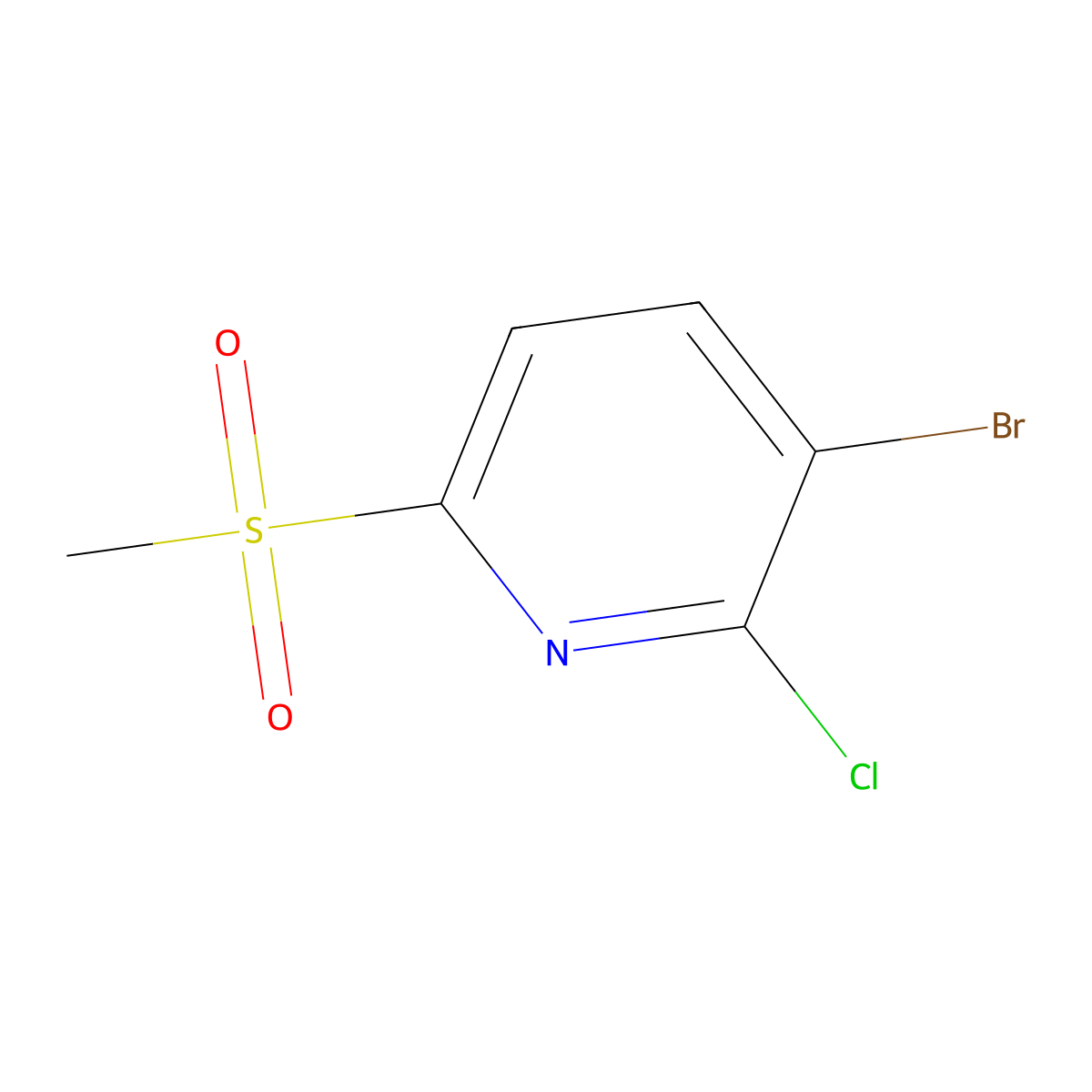 3-Bromo-2-chloro-6-(methylsulfonyl)pyridine molecular structure, CAS 2918828-59-6