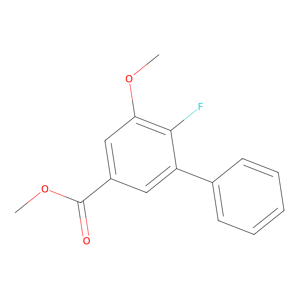 Methyl 6-fluoro-5-methoxy-[1,1'-biphenyl]-3-carboxylate molecular structure, CAS 2918829-00-0