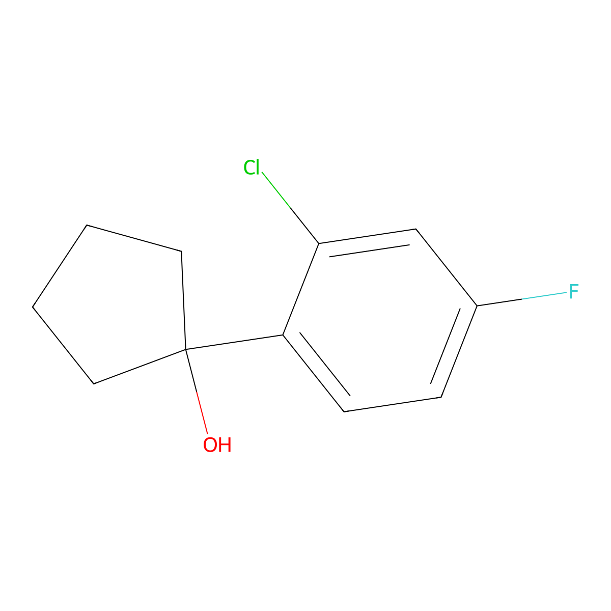 1-(2-Chloro-4-fluorophenyl)cyclopentan-1-ol molecular structure, CAS 2918829-70-4