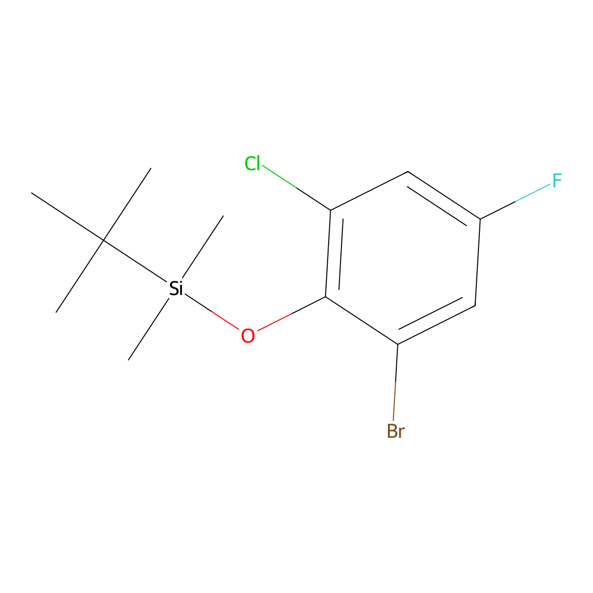 (2-Bromo-6-chloro-4-fluorophenoxy)(tert-butyl)dimethylsilane molecular structure, CAS 2918829-71-5