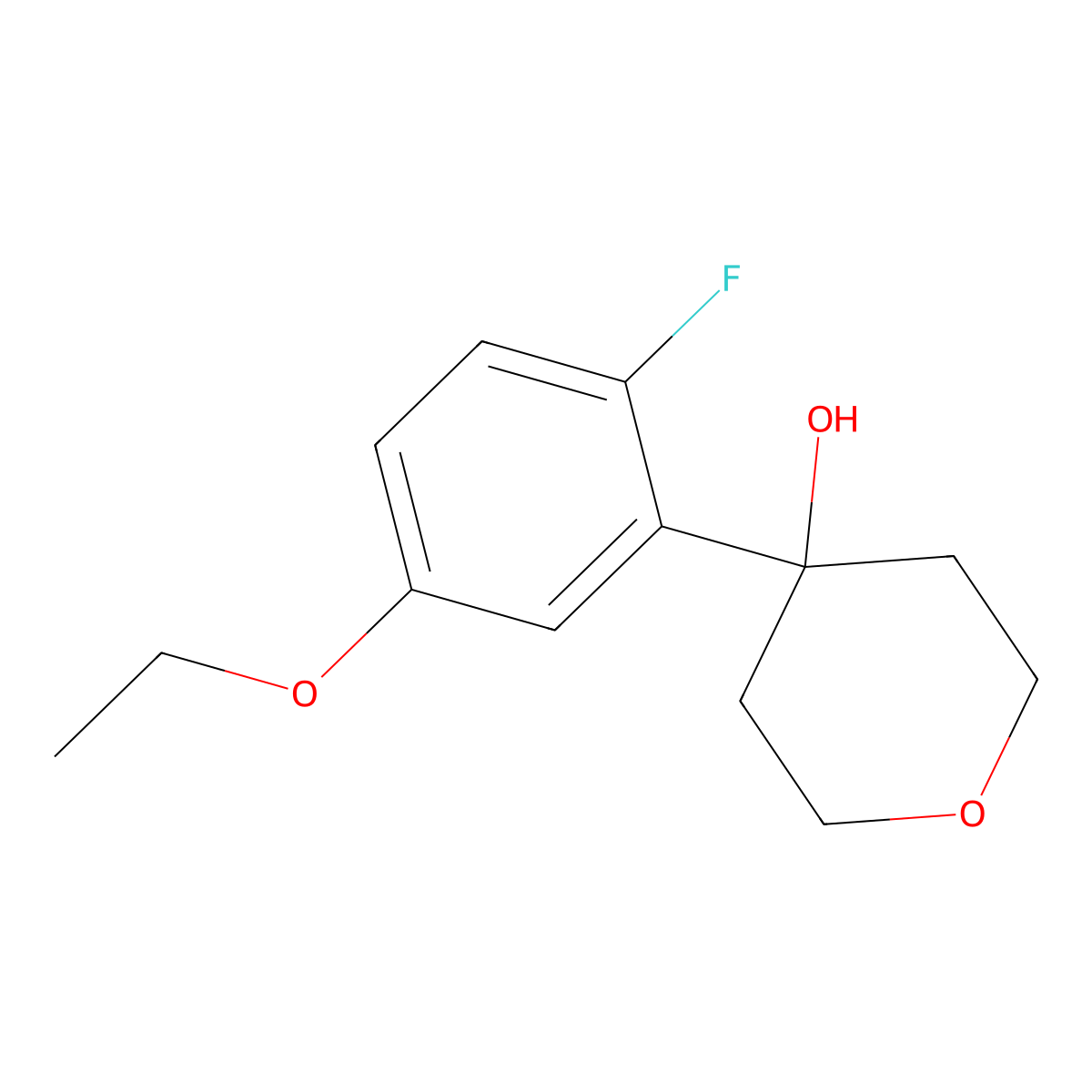 4-(5-ethoxy-2-fluorophenyl)tetrahydro-2H-pyran-4-ol molecular structure, CAS 2918830-02-9