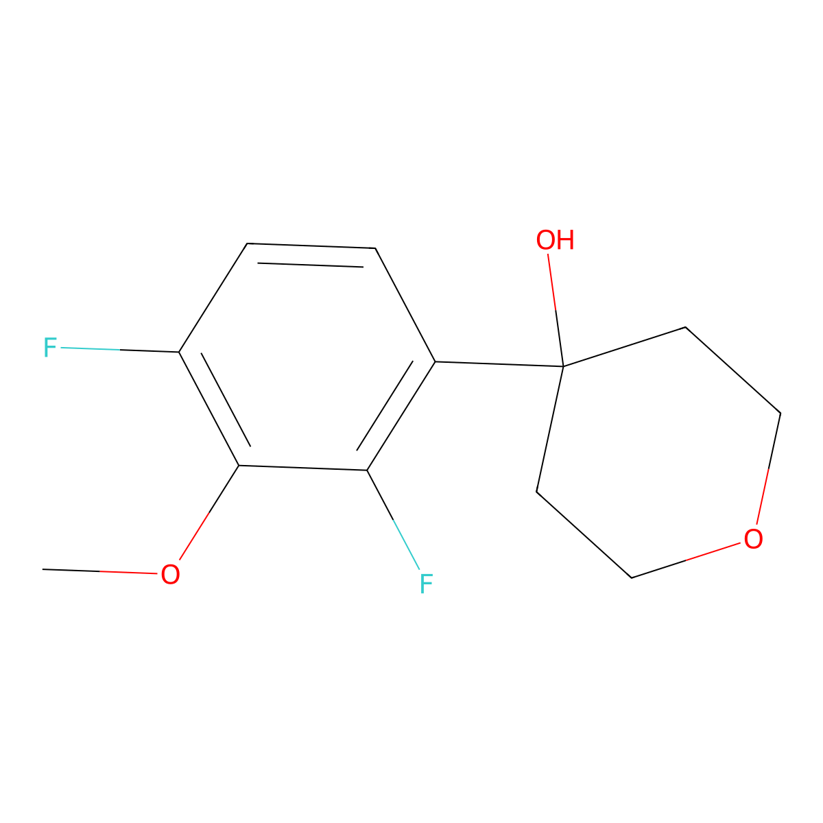 4-(2,4-difluoro-3-methoxyphenyl)tetrahydro-2H-pyran-4-ol molecular structure, CAS 2918830-30-3