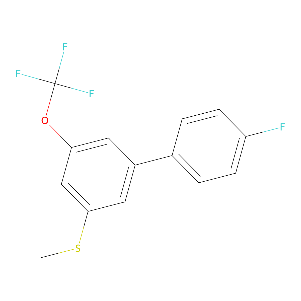 (4'-Fluoro-5-(trifluoromethoxy)-[1,1'-biphenyl]-3-yl)(methyl)sulfane molecular structure, CAS 2918831-04-4