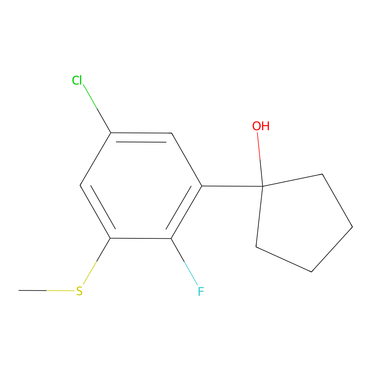 1-(5-Chloro-2-fluoro-3-(methylthio)phenyl)cyclopentanol molecular structure, CAS 2918831-49-7