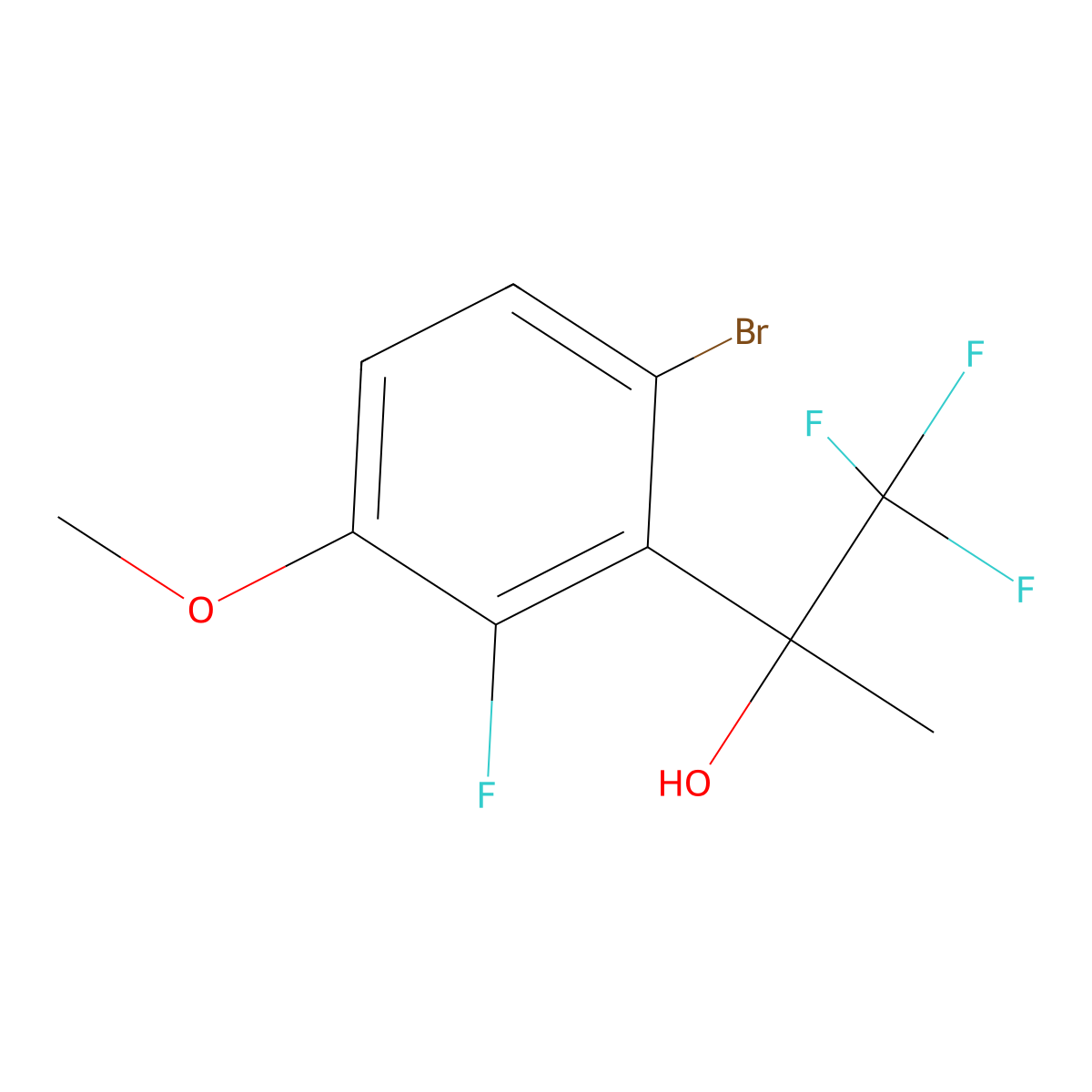 2-(6-Bromo-2-fluoro-3-methoxyphenyl)-1,1,1-trifluoropropan-2-ol molecular structure, CAS 2918832-06-9