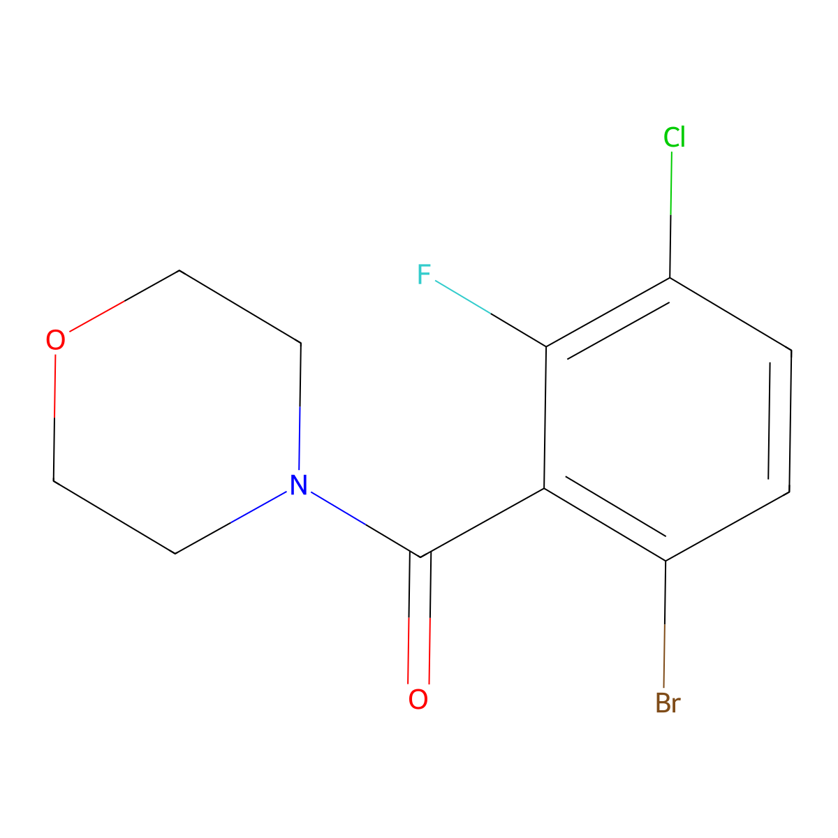 (6-Bromo-3-chloro-2-fluorophenyl)(morpholino)methanone molecular structure, CAS 2918832-54-7