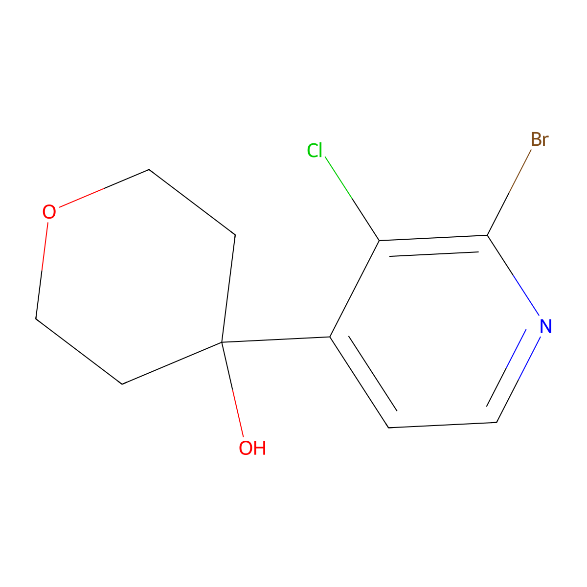 4-(2-Bromo-3-chloropyridin-4-yl)tetrahydro-2H-pyran-4-ol molecular structure, CAS 2918832-85-4