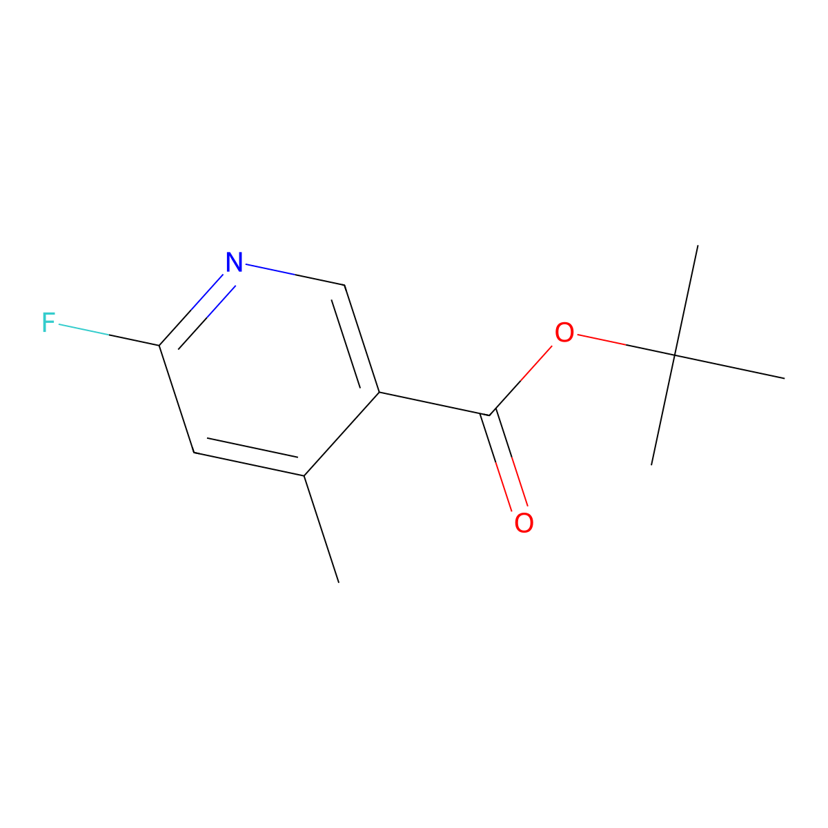 Tert-butyl 6-fluoro-4-methylnicotinate molecular structure, CAS 2918834-24-7