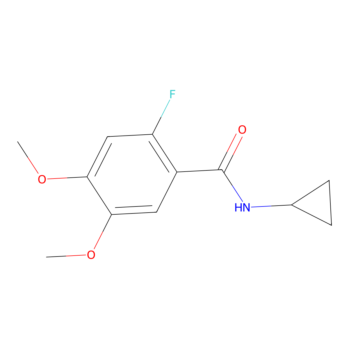 N-cyclopropyl-2-fluoro-4,5-dimethoxybenzamide molecular structure, CAS 2918834-88-3