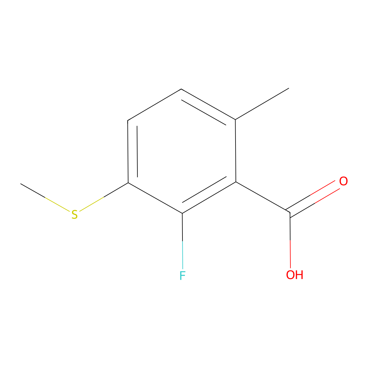 2-Fluoro-6-methyl-3-(methylthio)benZoic acid molecular structure, CAS 2918836-22-1