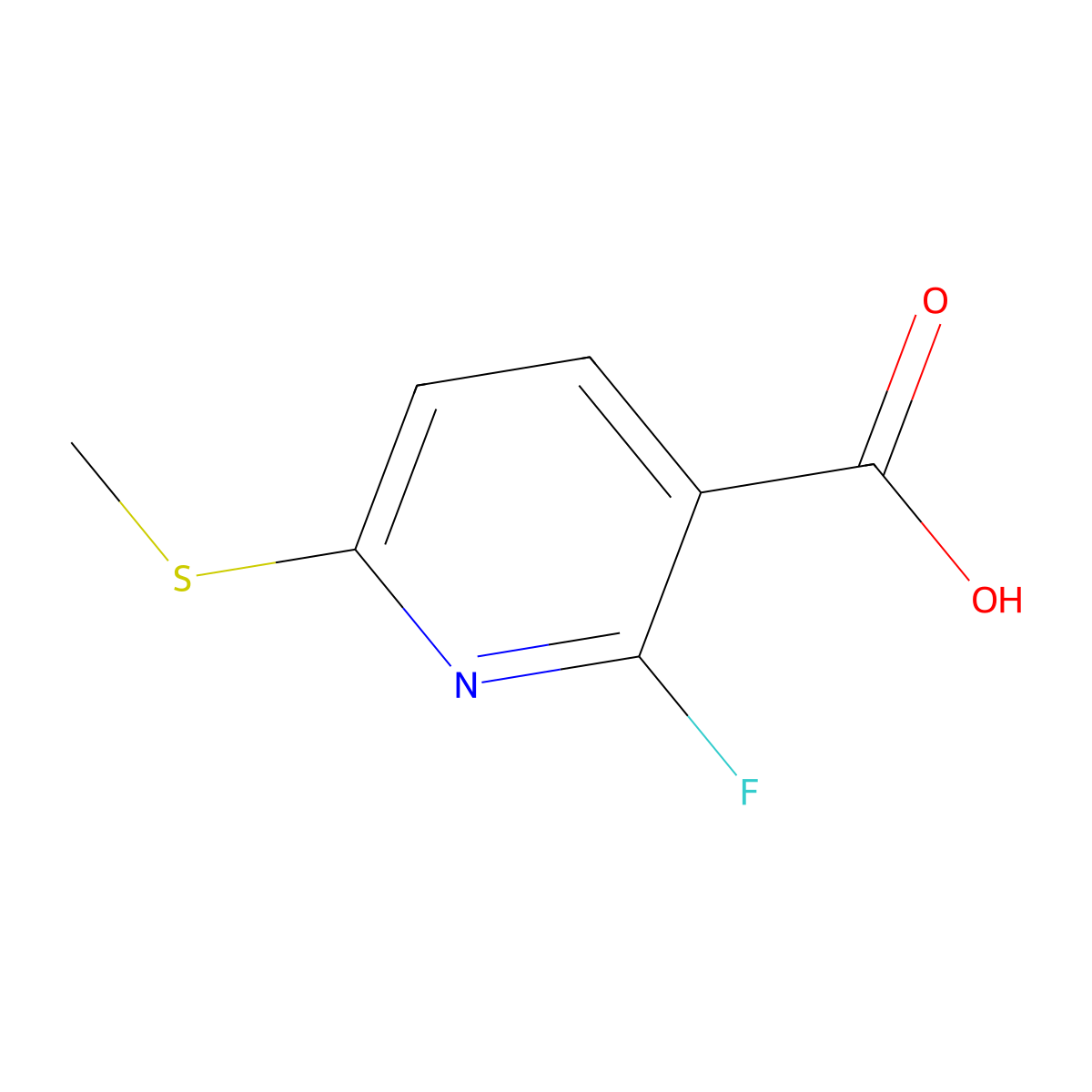 2-Fluoro-6-(methylthio)nicotinic acid molecular structure, CAS 2918836-28-7