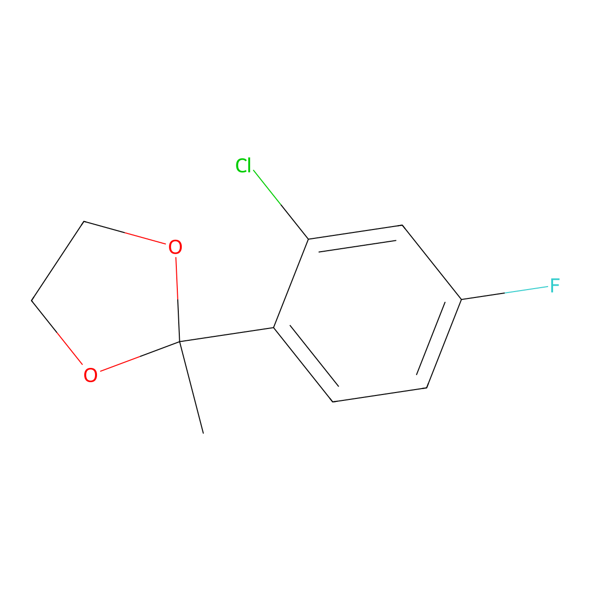 2-(2-Chloro-4-fluorophenyl)-2-methyl-1,3-dioxolane molecular structure, CAS 2918836-31-2