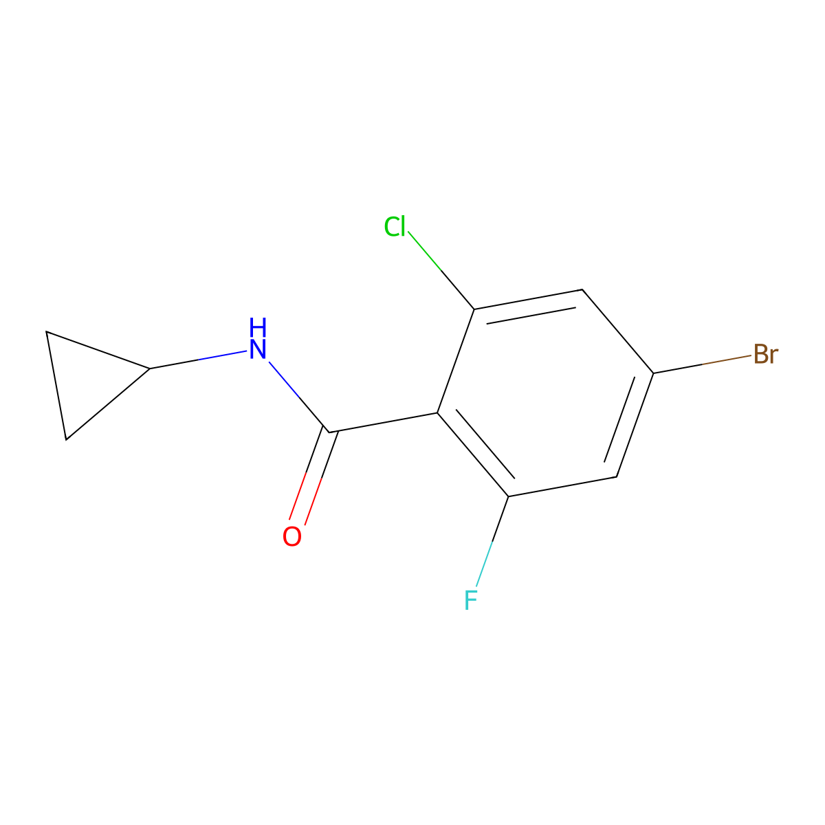 4-bromo-2-chloro-N-cyclopropyl-6-fluorobenzamide molecular structure, CAS 2918836-97-0