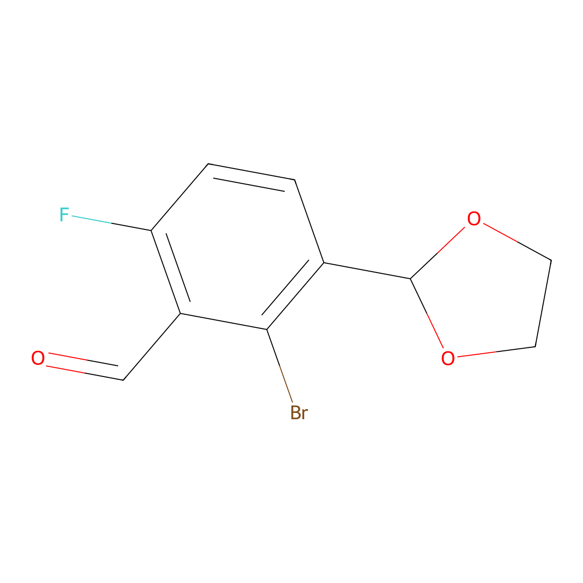 2-Bromo-3-(1,3-dioxolan-2-yl)-6-fluorobenzaldehyde molecular structure, CAS 2918838-83-0