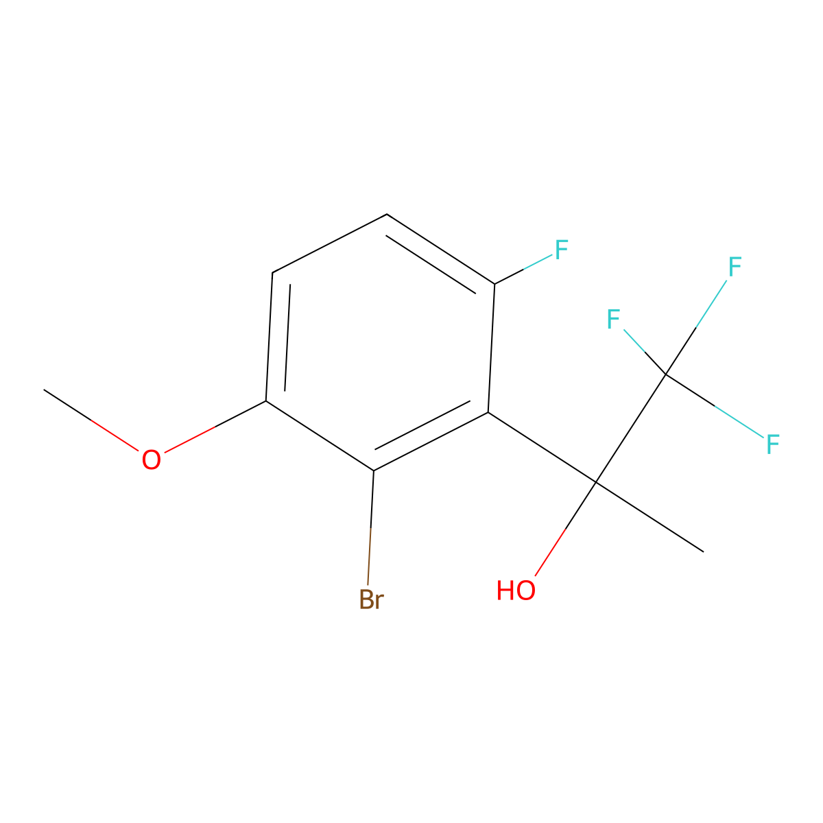 2-(2-Bromo-6-fluoro-3-methoxyphenyl)-1,1,1-trifluoropropan-2-ol molecular structure, CAS 2918839-19-5