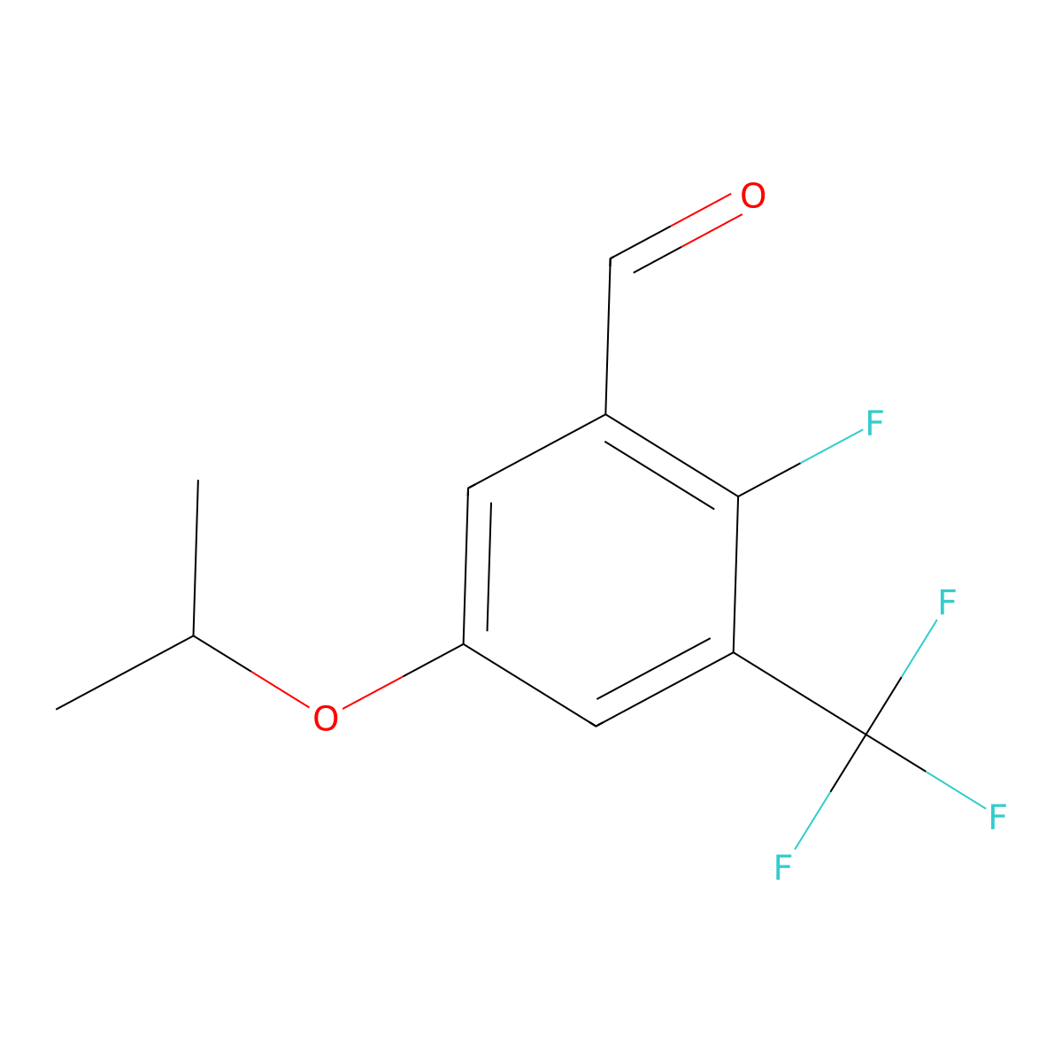 2-Fluoro-5-isopropoxy-3-(trifluoromethyl)benzaldehyde molecular structure, CAS 2918840-88-5
