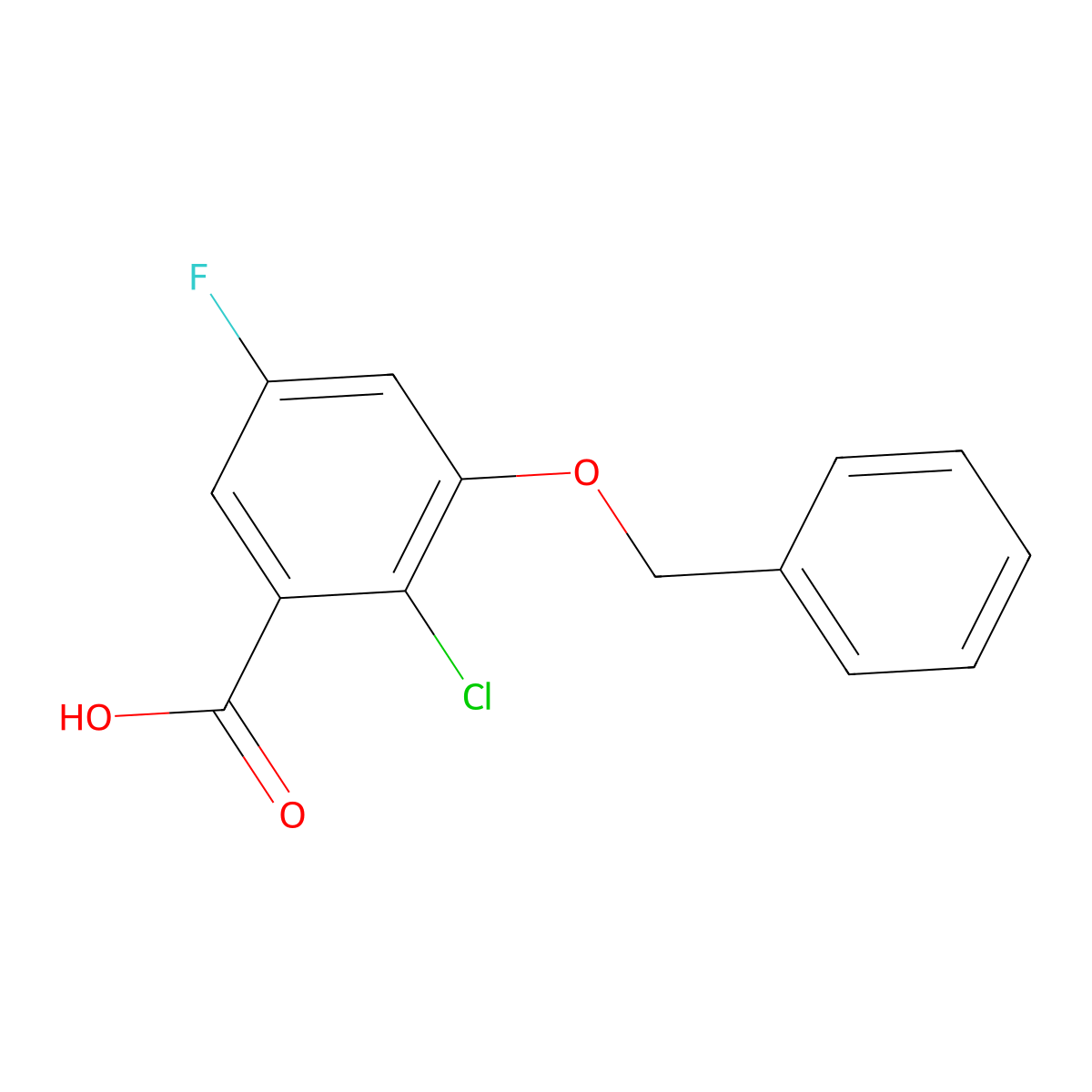 3-(Benzyloxy)-2-chloro-5-fluorobenzoic acid molecular structure, CAS 2918841-73-1