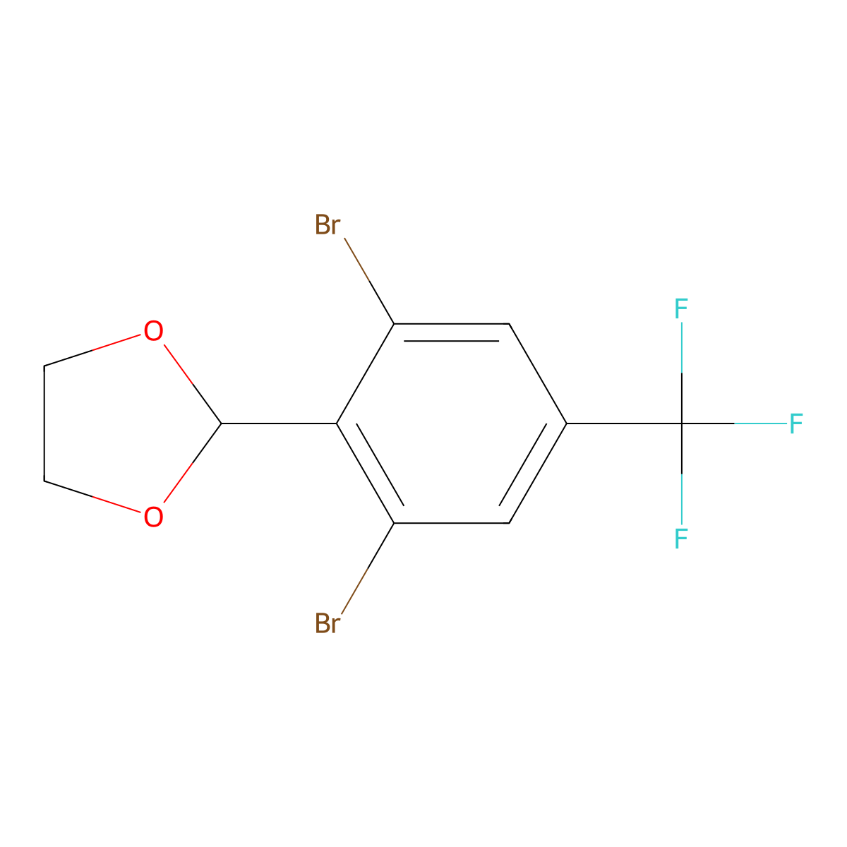 2-(2,6-Dibromo-4-(trifluoromethyl)phenyl)-1,3-dioxolane molecular structure, CAS 2918841-86-6