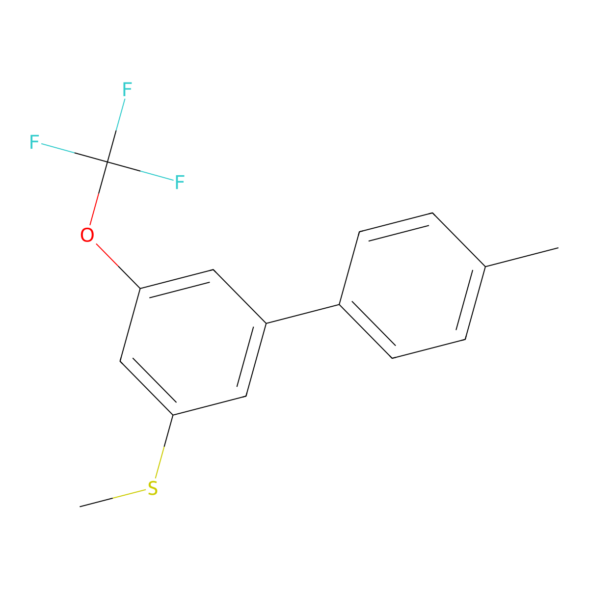 Methyl(4'-methyl-5-(trifluoromethoxy)-[1,1'-biphenyl]-3-yl)sulfane molecular structure, CAS 2918842-74-5