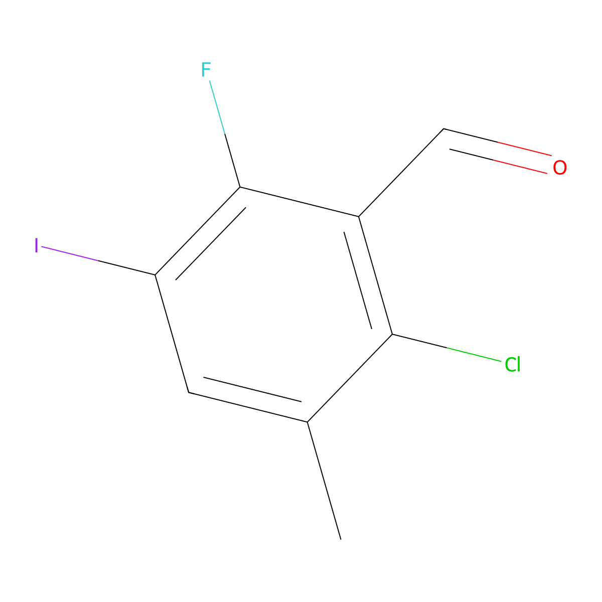 2-Chloro-6-fluoro-5-iodo-3-methylbenzaldehyde molecular structure, CAS 2918842-79-0