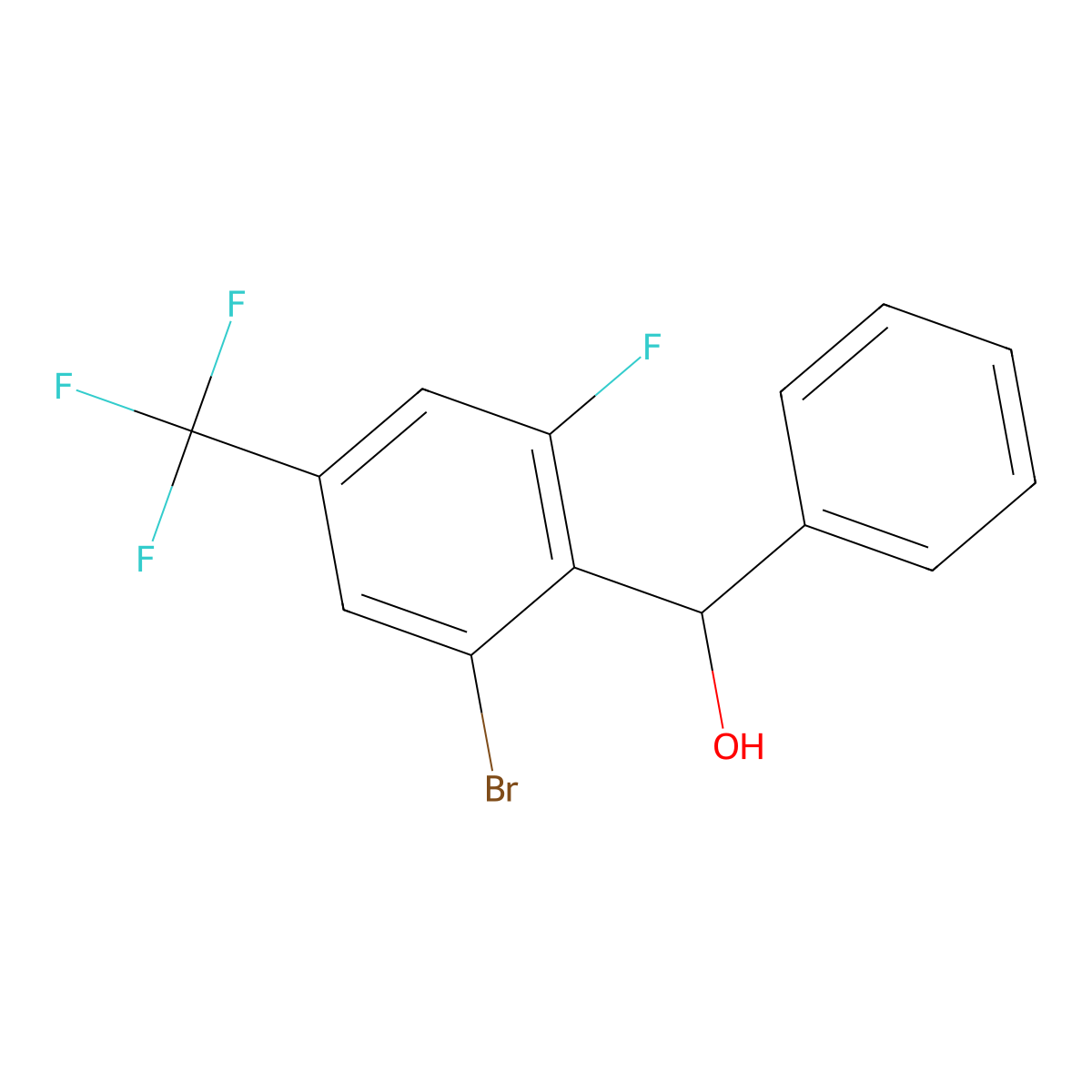 (2-Bromo-6-fluoro-4-(trifluoromethyl)phenyl)(phenyl)methanol molecular structure, CAS 2918843-06-6