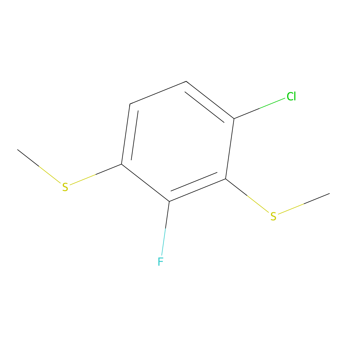 (4-Chloro-2-fluoro-1,3-phenylene)bis(methylsulfane) molecular structure, CAS 2918843-23-7