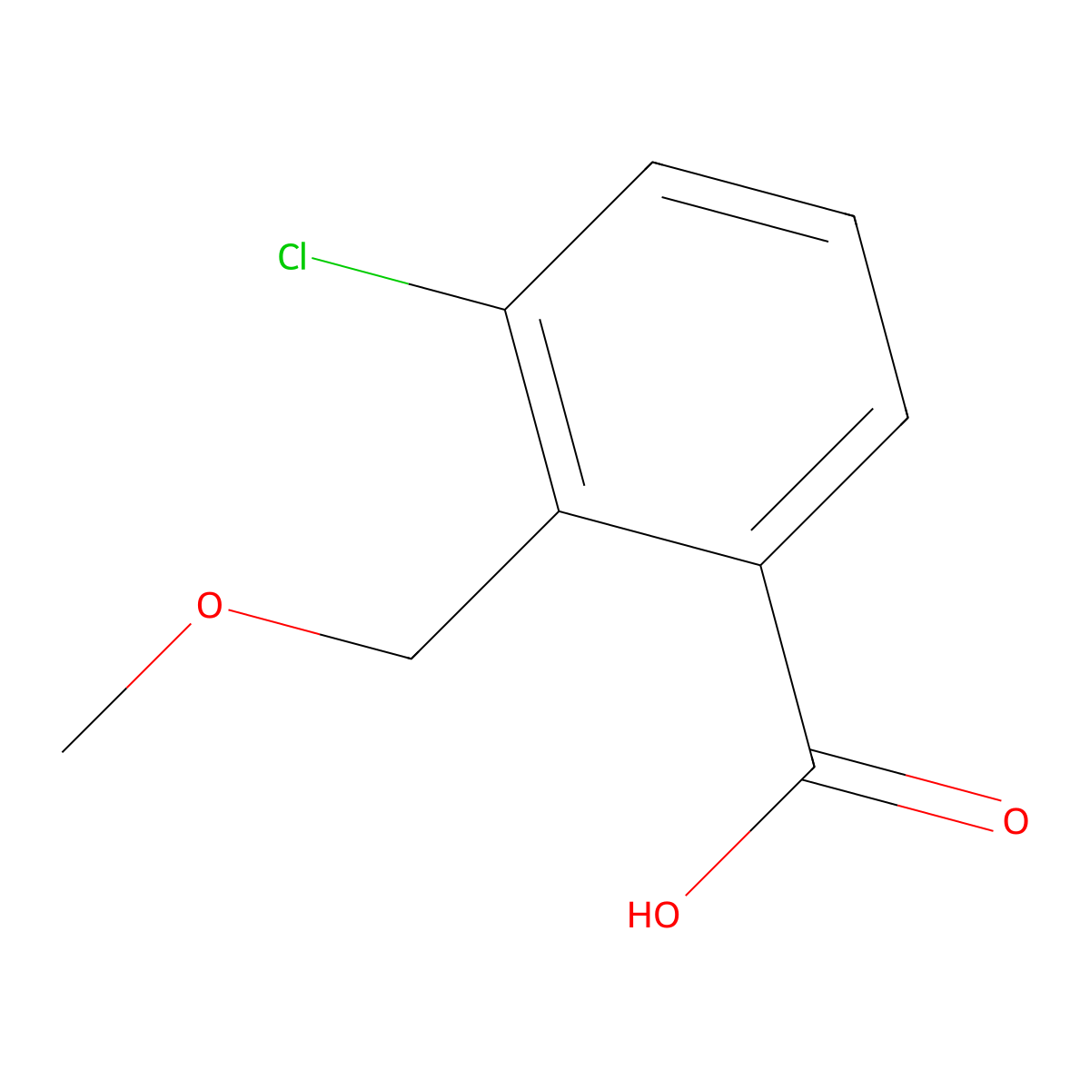 3-Chloro-2-(methoxymethyl)benzoic acid molecular structure, CAS 2918843-31-7