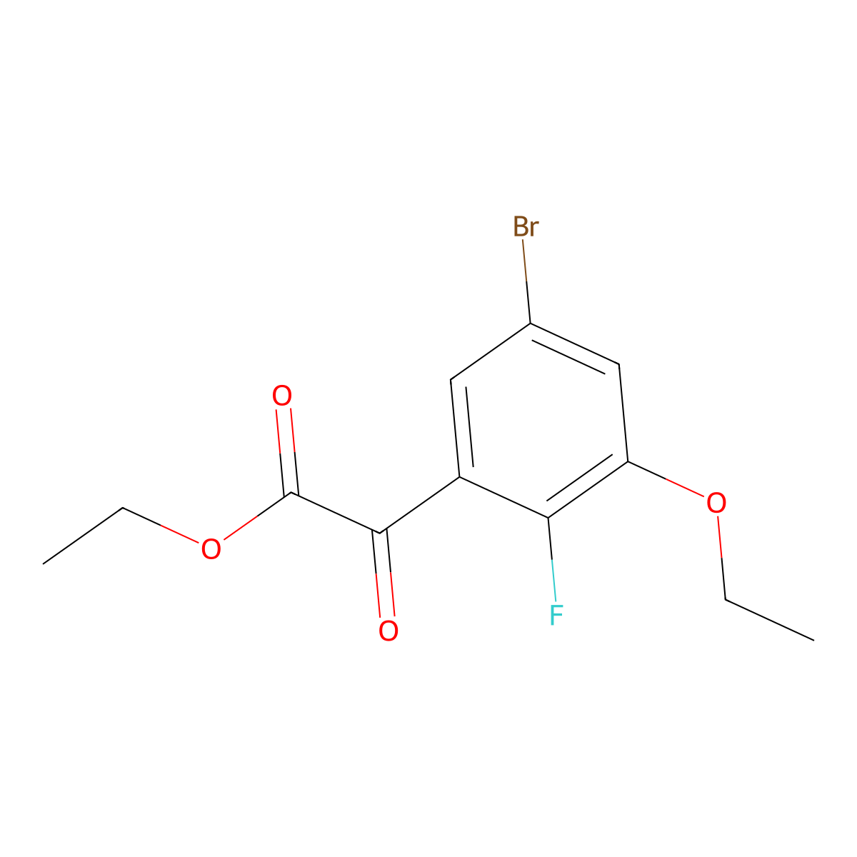 Ethyl 2-(5-bromo-3-ethoxy-2-fluorophenyl)-2-oxoacetate molecular structure, CAS 2918843-67-9
