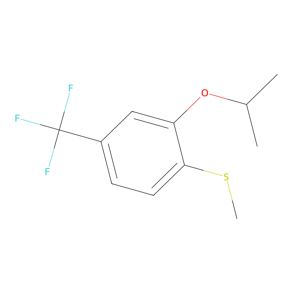 (2-Isopropoxy-4-(trifluoromethyl)phenyl)(methyl)sulfane molecular structure, CAS 2918843-68-0