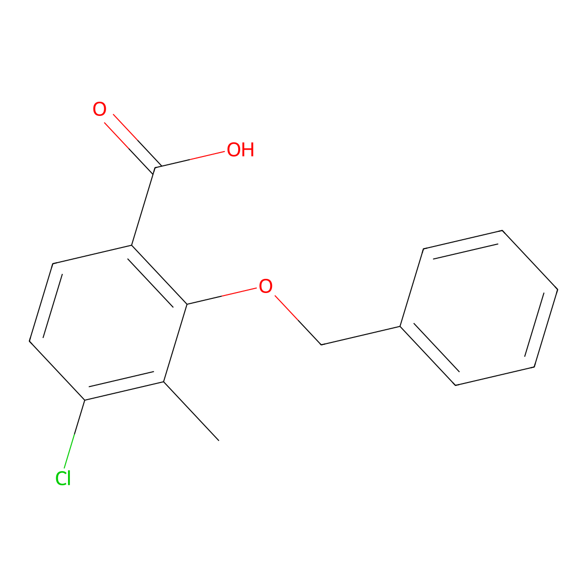 2-(Benzyloxy)-4-chloro-3-methylbenzoic acid molecular structure, CAS 2918845-21-1