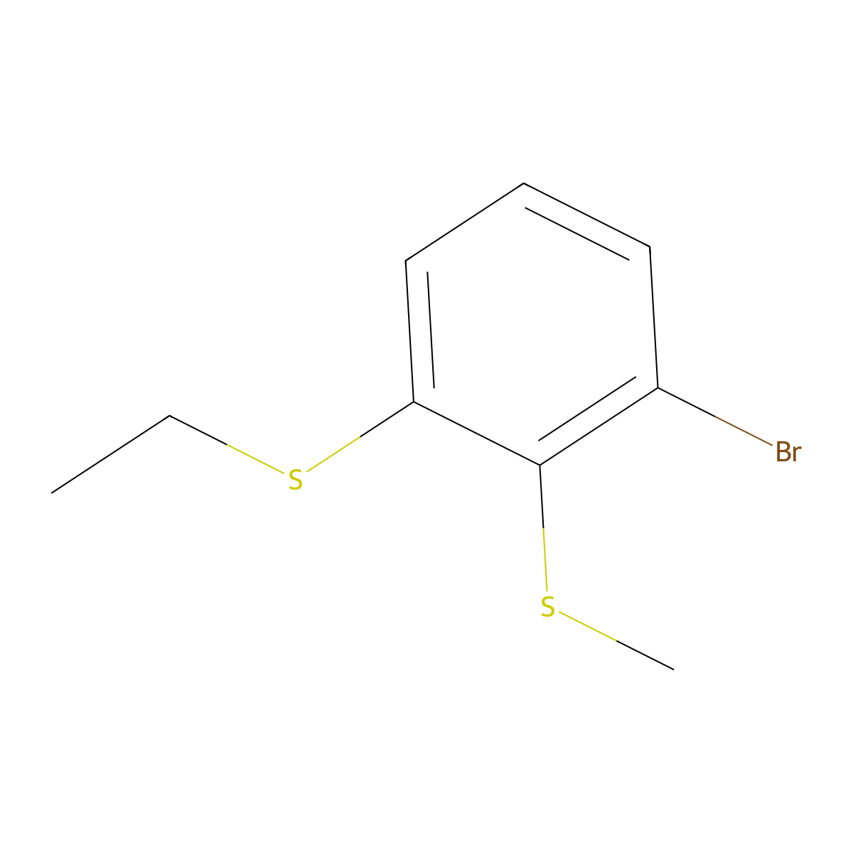 (3-Bromo-2-(methylthio)phenyl)(ethyl)sulfane molecular structure, CAS 2918845-25-5