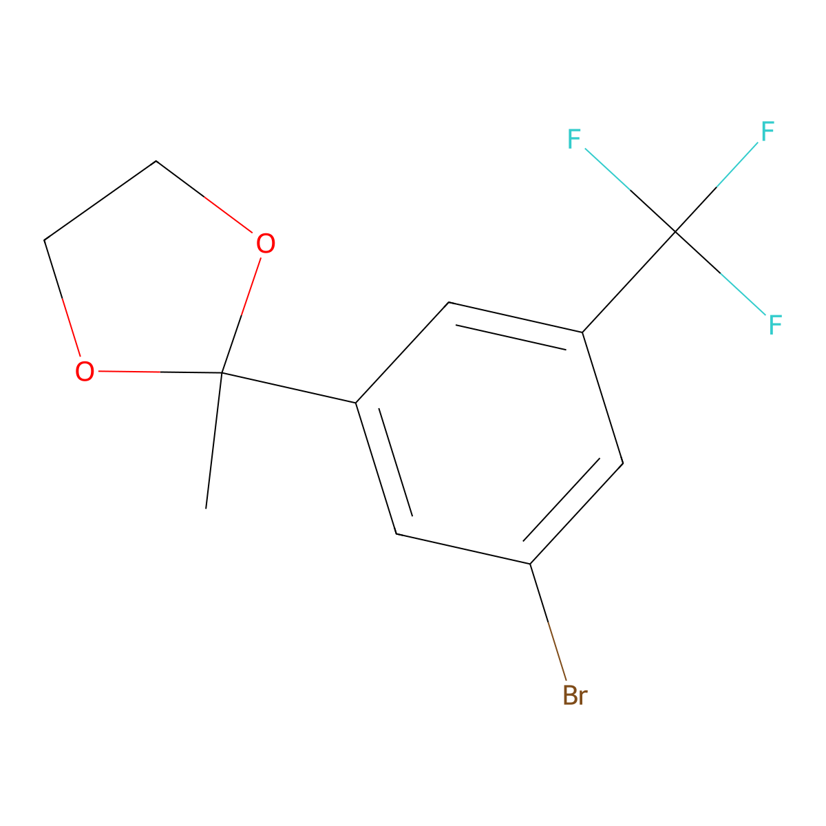 2-(3-Bromo-5-(trifluoromethyl)phenyl)-2-methyl-1,3-dioxolane molecular structure, CAS 2918845-29-9