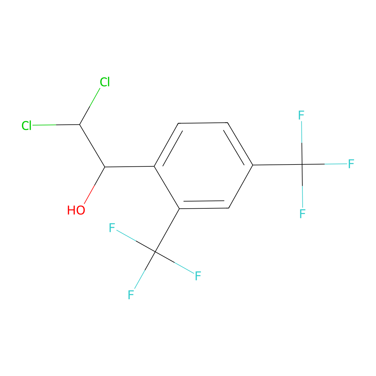 1-(2,4-Bis(trifluoromethyl)phenyl)-2,2-dichloroethanol molecular structure, CAS 2918846-16-7