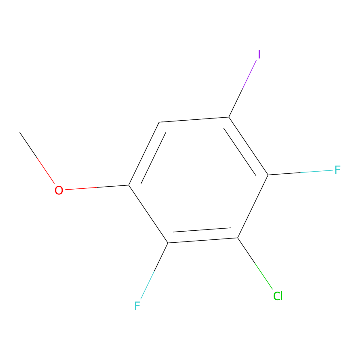 3-Chloro-2,4-difluoro-1-iodo-5-methoxybenzene molecular structure, CAS 2918846-52-1