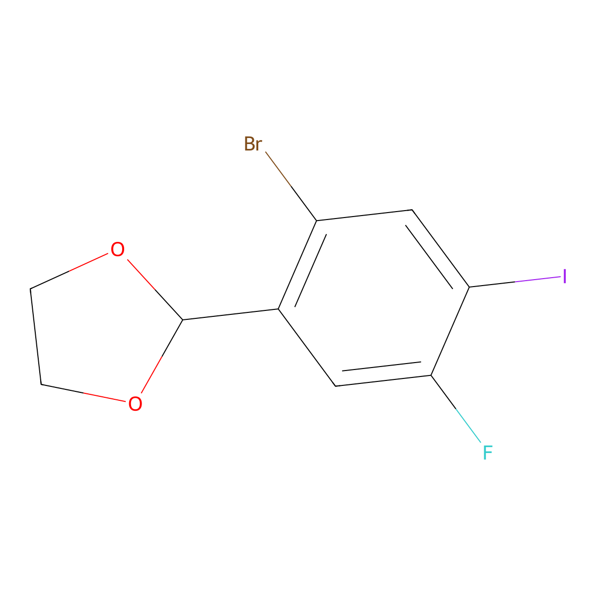 2-(2-Bromo-5-fluoro-4-iodophenyl)-1,3-dioxolane molecular structure, CAS 2918846-83-8